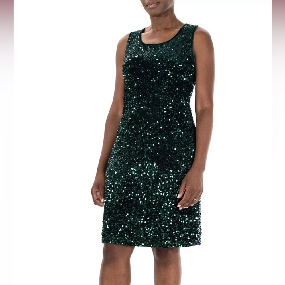 NWT Nina Leonard sequin sheath dress